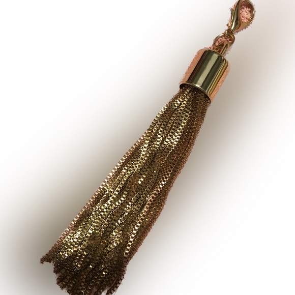 TASSEL GOLD TONE METAL CHAIN CHARMS KEY FOB UNBRANDED - Picture 1 of 9